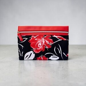 Lancome Floral Red and Black Women's Pouch